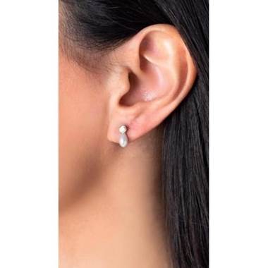 گوشواره تک نگین و مروارید اشک کوچک کد E533